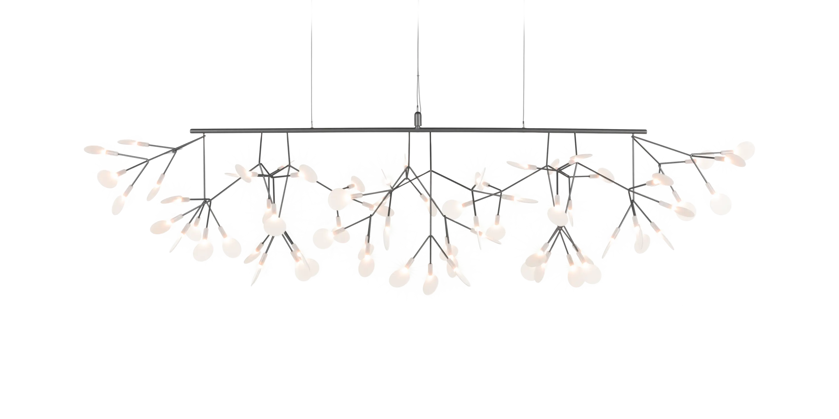 Heracleum III Linear suspension light nickel front view